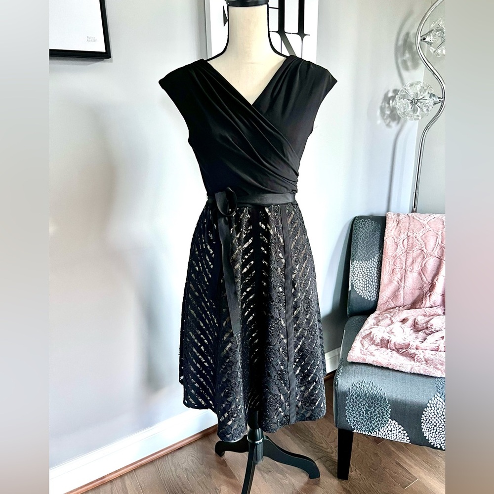 SL Fashions Black Lace Midi Dress
